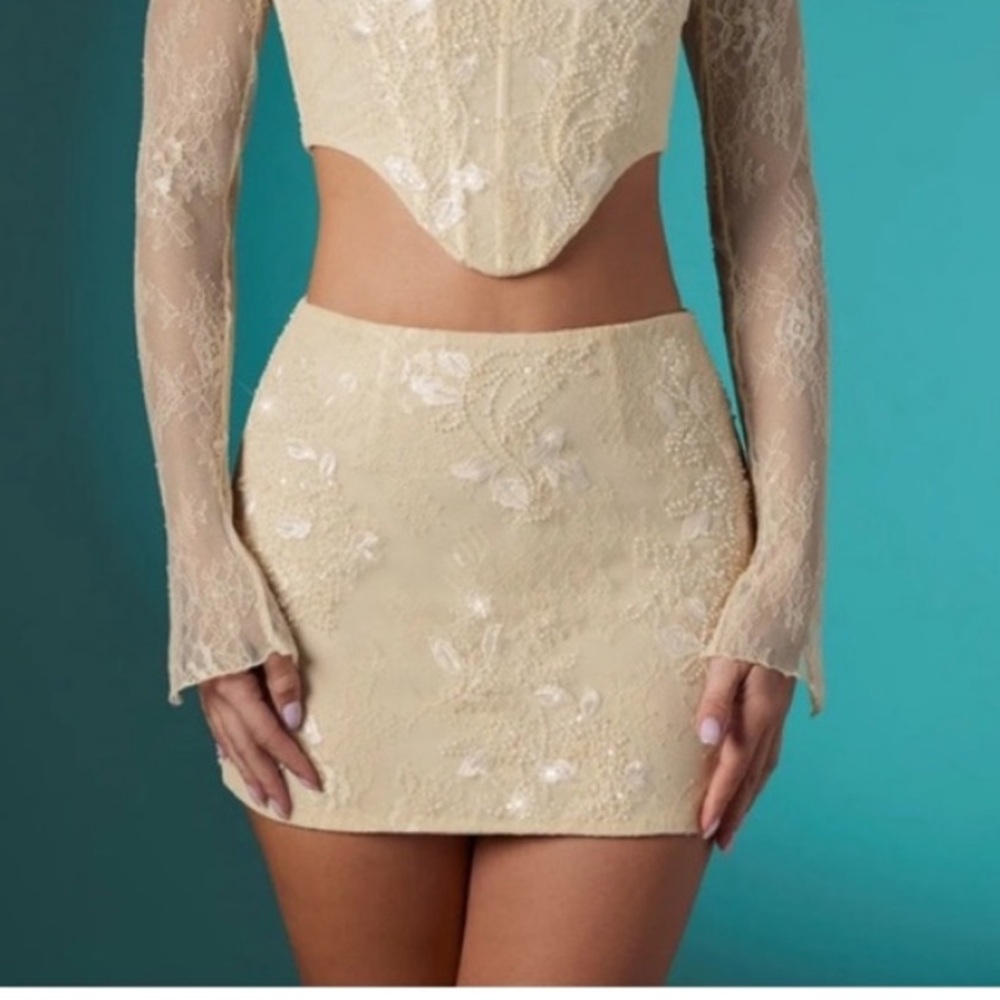 Oh Polly Cream Lace Skirt